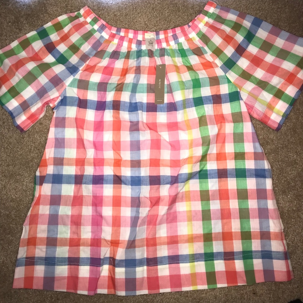 Kids J Crew crewcurs off shoulder shirt, size 16